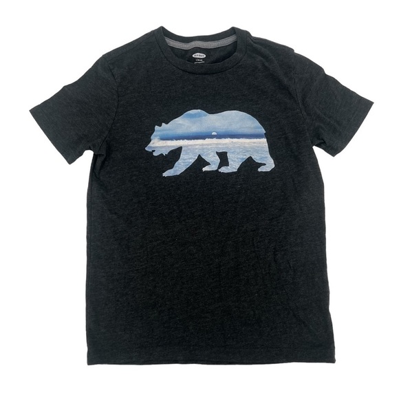 Old Navy Gray Blue Bear Ocean Short Sleeve T-Shirt Size Large (10/12) Boy’s - Picture 1 of 5